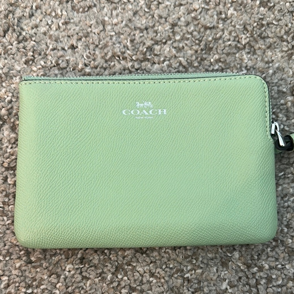 Coach Mint Green Leather Pouch